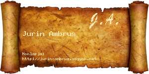 Jurin Ambrus névjegykártya